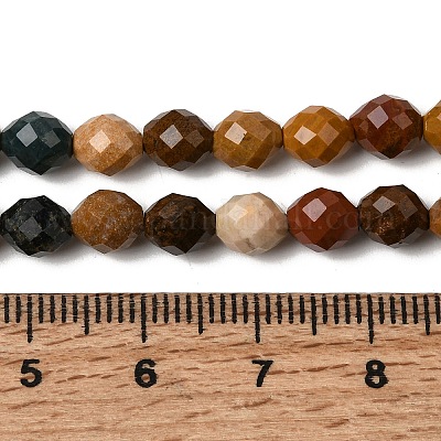 Natur Ozean Jaspis Perlen Stränge&nbsp;G-K376-F17-01-1