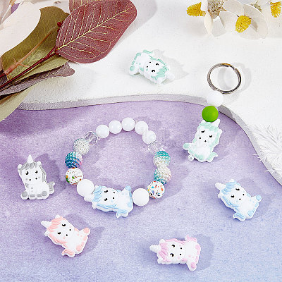 SUNNYCLUE 1 Box Silicone Beads Animals Silicone Bead Kit Unicorn Thick  Loose Spacer Chunky Beads for Jewelry Making Beaded Necklace Lanyard  Bracelet