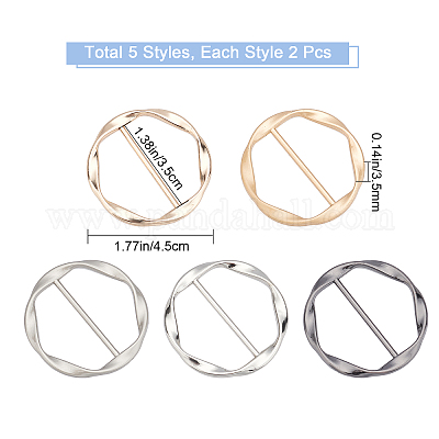 Shop GORGECRAFT 10PCS 5 Colors Silk Scarf Ring Clip T-shirt Tie Clips Gold  Silver Metal Round Circle Clip Buckle Clothing Ring Wrap Holder Zinc Alloy  Scarves Clasp Waist Buckles for Women Dress