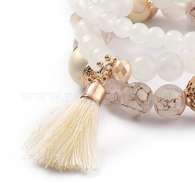 Set di braccialetti elasticizzati multistrato&nbsp;BJEW-H533-01E-1
