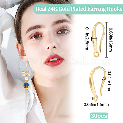 Wholesale Beebeecraft 1 Box 30Pcs French Earring Hooks 24K Gold Plated Ear  Wire Hooks with Loop Dangle Fish Hook Finding for DIY Jewelry Making  Findings 