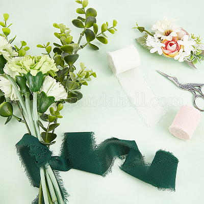Fringe Chiffon Ribbon Handmade Frayed Edges Ribbon 1.5 Inch x 5 Yard Fabric Boho  Ribbon for Gift Wrapping Wedding Invitations Decoration DIY Bouquets 