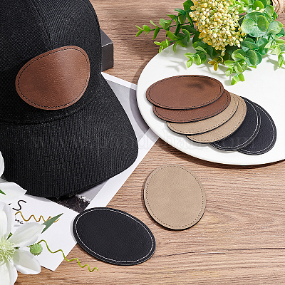 Wholesale FINGERINSPIRE 9PCS Oval Leather Patch for Hats (Black 