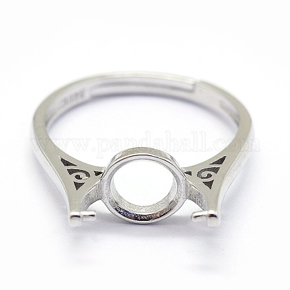 Componentes de anillo de plata de ley 925 ajustables X-STER-I016-006P-1