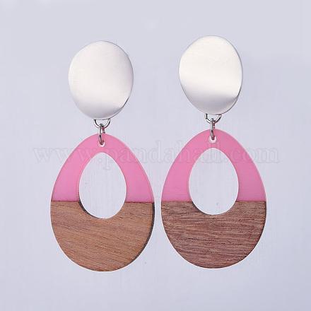Resin & Wood Dangle Earrings EJEW-JE03023-01-1