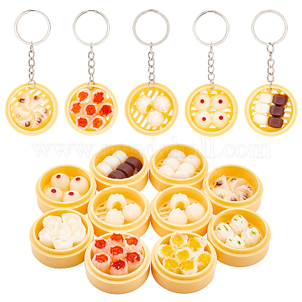 OLYCRAFT 10Pcs Mini Food Keychain Steamed Stuffed Bun Keychain Cute Delicious Food Keychain Accessories Creative Instant Key Ring for Phone and Bag Decoration KEYC-OC0001-05-1