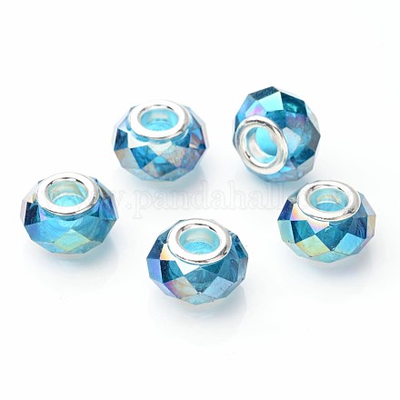 Faceted AB Color Glass European Beads Fit European Charm Bracelets X-GPDL-H006-27-1