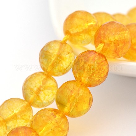 Natural Quartz Crystal Faceted Round Beads Strands G-P088-75-4mm-1