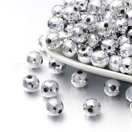 Facettes plaqué perles rondes acryliques PACR-L001-10mm-S-1