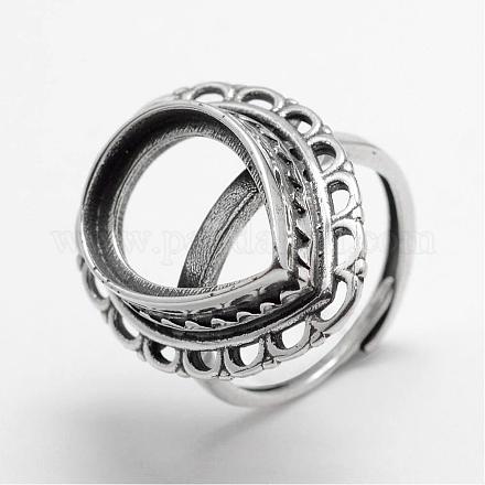 Einstellbare thailändische Sterling Silber Ring Komponenten STER-F025-97AS-1
