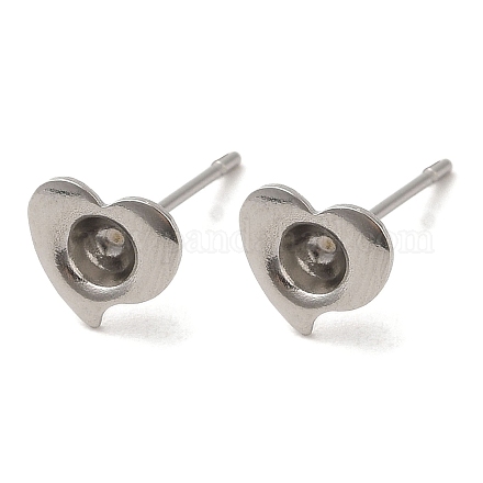 Accessoires pour boucles d'oreilles coeur 201 en acier inoxydable STAS-Q315-02P-1