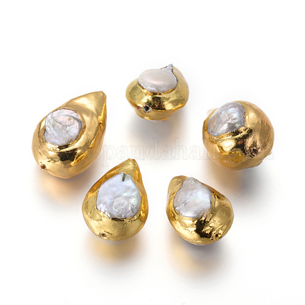 Perlas naturales abalorios de agua dulce cultivadas PEAR-F011-15B-1