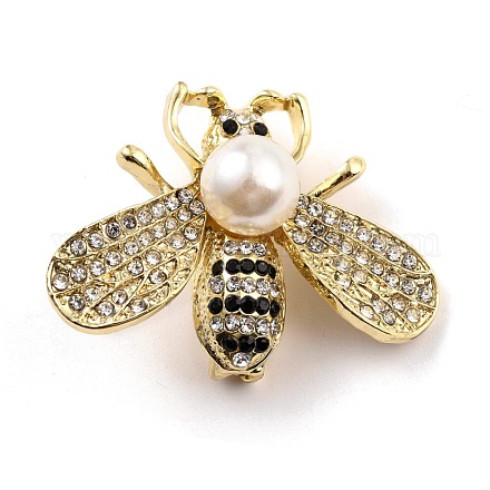 Bee Alloy Brooch with Resin Pearl JEWB-O009-03-1