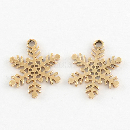Light Gold Tone Alloy Snowflake Pendants PALLOY-R037-02-1