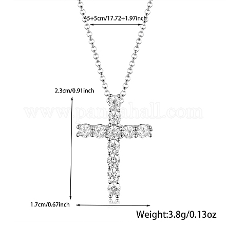 Halsketten mit rhodiniertem Kreuzanhänger aus Sterlingsilber mit Mikropflaster und klarem Zirkonia RV3627-3-1