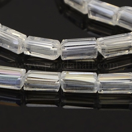 AB Color Plated Glass Faceted Cuboid Beads Strands GLAA-A028A-AB01-1