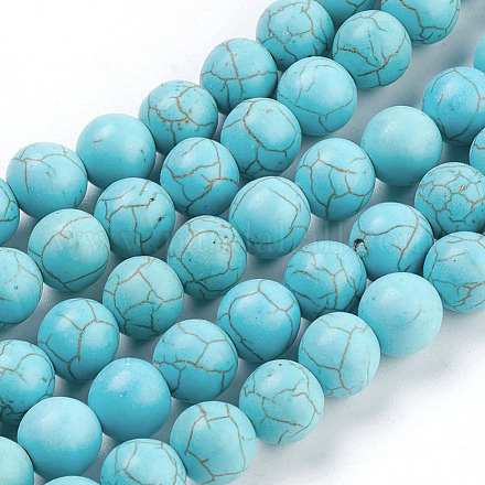Chapelets de perles en turquoise synthétique X-TURQ-S192-10mm-2-1