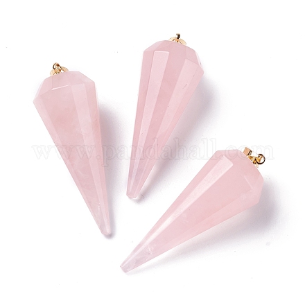 Pendentifs de quartz rose naturel G-Z026-01E-1