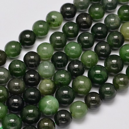 Natural Canadian Jade Round Bead Strands G-M304-20-10mm-1