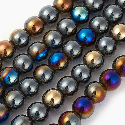 Electroplated Non-magnetic Synthetic Hematite Beads Strands G-P408-A-4mm-1