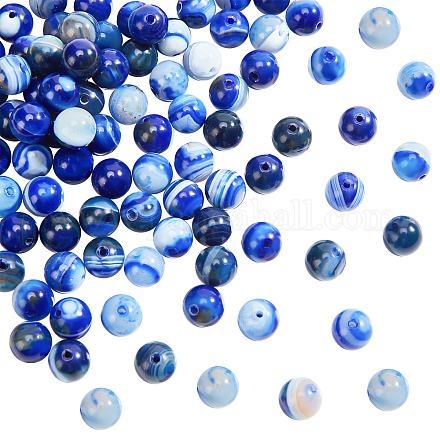 DICOSMETIC 2 Strands Natural Agate Beads Strands 8mm Stone Beads Blue Banded Agate Beads Gemstone Craft Beads Round Loose Beads Crystal Charms Beads for Jewellery Making G-DC0001-11-1