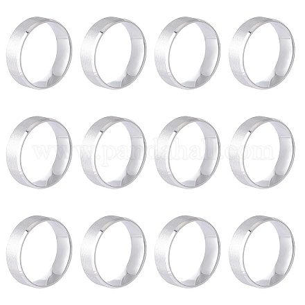 Unicraftale 12 pz 201 anello a fascia semplice in acciaio inossidabile per uomo donna RJEW-UN0002-44B-1