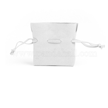 イヤリング用の長方形のマイクロファイバーレザージュエリー巾着ギフトバッグ  ブレスレット  ネックレス包装  ホワイトスモーク  7x7cm PAAG-PW0012-13B-1