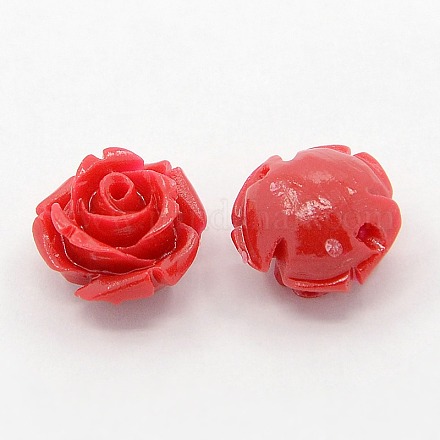 Synthetic Coral 3D Flower Rose Beads CORA-A006-15mm-004-1