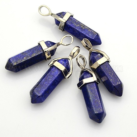 Natural Bullet Lapis Lazuli Double Terminated Pointed Pendants G-N0122-06-1