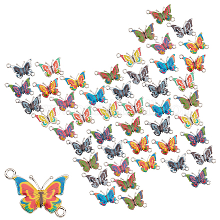 Nbeads 60 шт. 12 цвета бабочка сплав эмаль подвеска-звено ENAM-NB0001-98-1