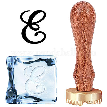 Craspire E Tampon à glace en forme de lettre avec tête amovible en laiton et manche en bois DIY-CP0007-79E-1