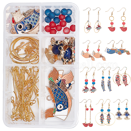 Sunnyclue kits de fabrication de boucles d'oreilles sur le thème du poisson bricolage DIY-SC0001-93G-1