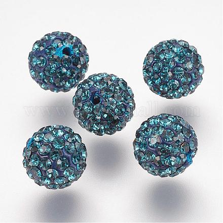 Demi-percé cristal tchèque strass pavé de perles de boule disco RB-A059-H8mm-PP9-207-1