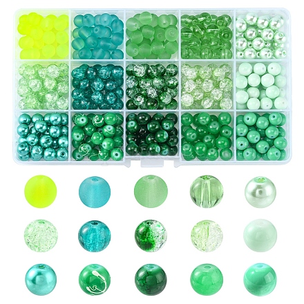 375pcs 15 perles de verre de style GLAA-FS0001-39-1