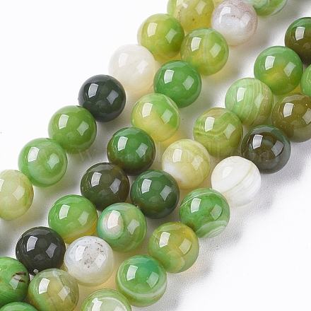 Chapelets de perles en agate à rayures naturelles/agates à bandes G-G582-8mm-61-1