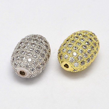 Perles ovales en laiton avec zircone cubique de micro pave ZIRC-P011-27-NF-1