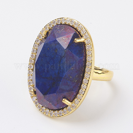 Natural Lapis Lazuli Adjustable Finger Ring RJEW-E149-01C-1
