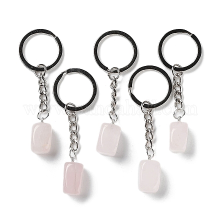 Porte-clés pendentif quartz rose naturel KEYC-D021-01P-04-1