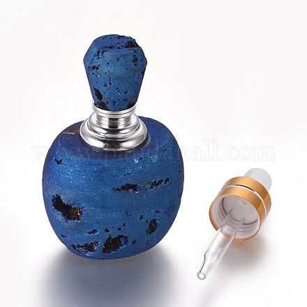 Botella de perfume electrochapada de ágata natural druzy que se puede abrir G-K295-G05-P-1
