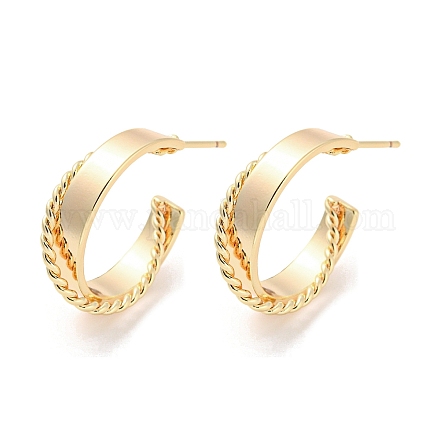 Brass Ring Stud Earrings EJEW-K264-08G-1