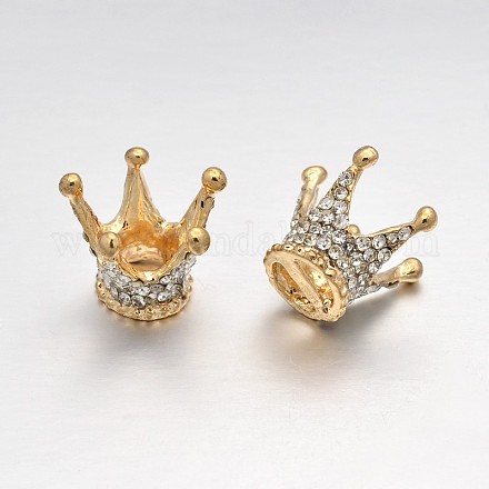 Plaqué or brillante couronne en alliage strass boucles PALLOY-J588-07-1