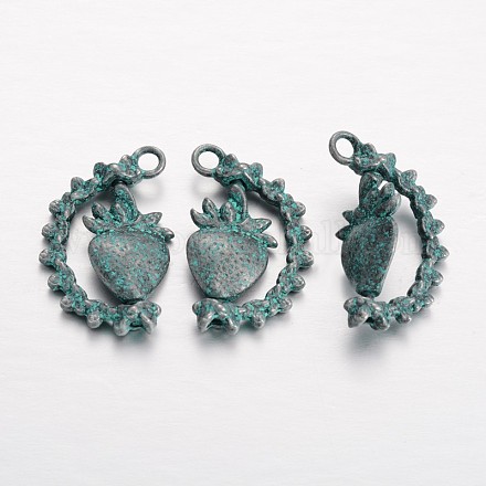 Stile tibetano pendenti in lega di fragola X-TIBEP-JC1173-BG-1