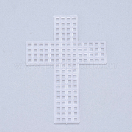 プラスチックメッシュキャンバスシート  刺繍用  アクリル毛糸クラフト  ニットとかぎ針編みのプロジェクト  クロス  ホワイト  7.7x5.5x0.15mm  穴：2x2mm DIY-M007-15-1