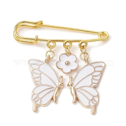 Broches esmaltados de aleación con dije de mariposa y flor para mujer JEWB-BR00144-02-1