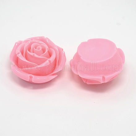 Pink Rose Flower Resin Flatback Beads X-RESI-D2671-5-1