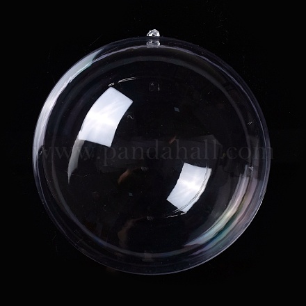 開閉可能な透明なプラスチックペンダント  充填可能なプラスチック安物の宝石クリスマス飾り  ラウンド  透明  16.4x15.6cm  穴：3mm  インナーサイズ：15.3センチメートル CON-K007-06A-1