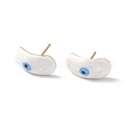Boucles d'oreilles ovales incurvées en émail avec mauvais œil EJEW-G334-02G-01-1