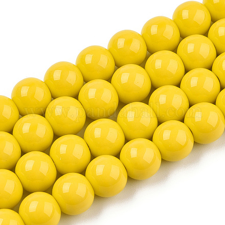 Chapelets de perles en verre opaque de couleur unie GLAA-T032-P8mm-08-1