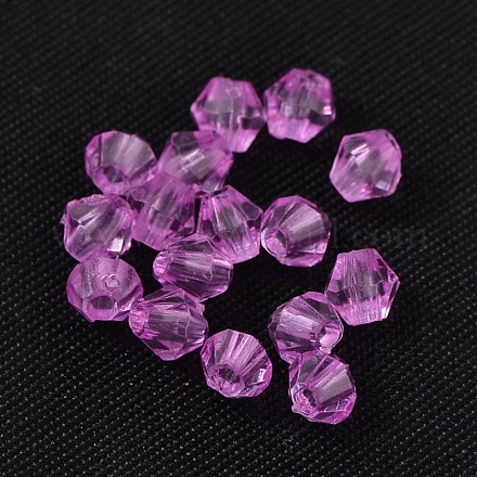 Perles toupie teints en acrylique transparent à facettes X-DBB4mm05-1