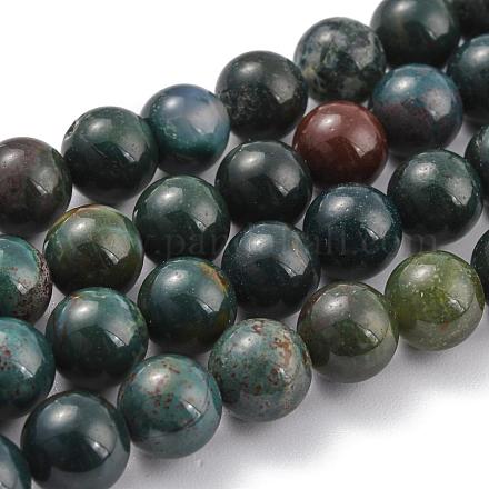 Fili di perline di pietra naturale verde sangue G-K208-30-8mm-1